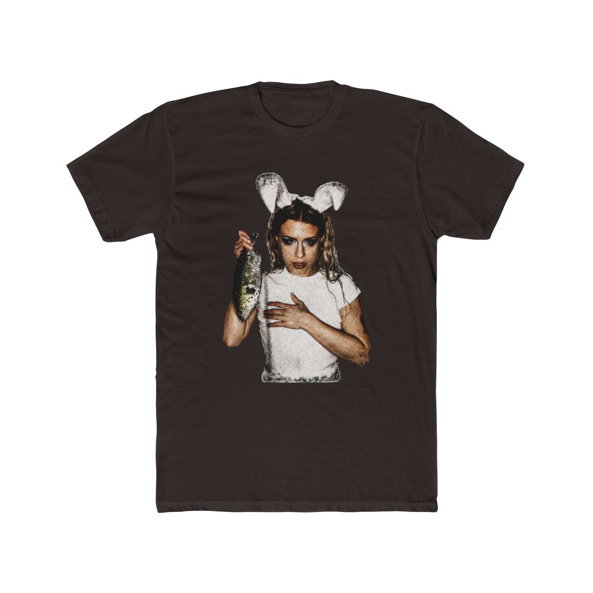 Summer Black Beach Short-Sleeve Slayyyter Bunny Ears T Shirt, Pop Star Graphic Tee, Vintage Aesthetic Singer Shirt, Indie Pop Fan Merch - alternate angle 2, merchandise