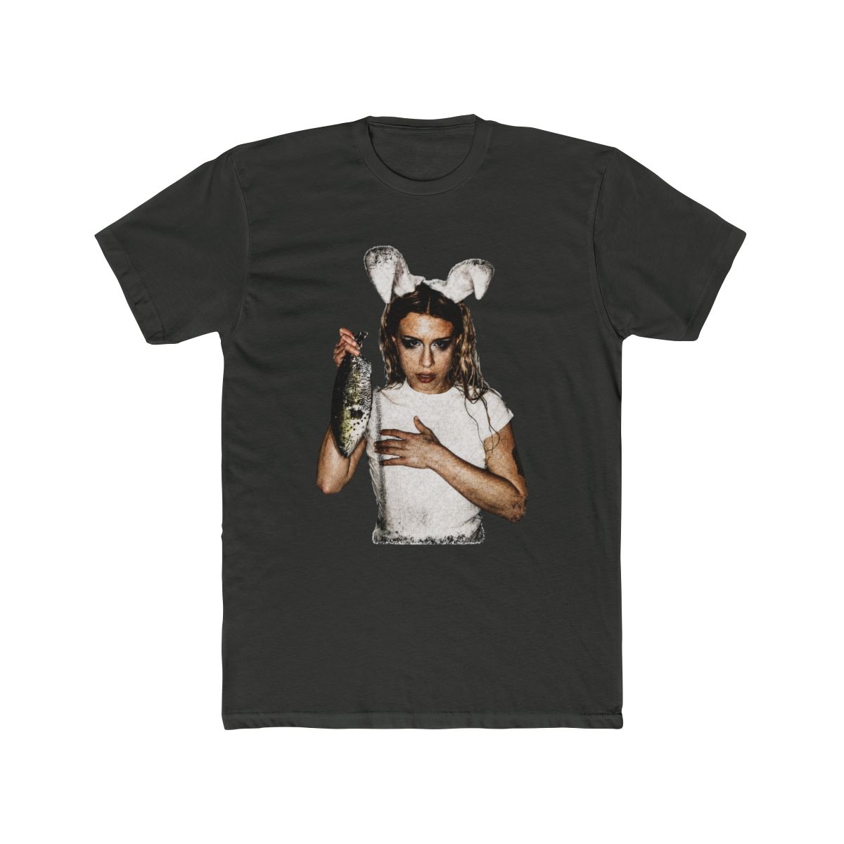 Summer Black Beach Short-Sleeve Slayyyter Bunny Ears T Shirt, Pop Star Graphic Tee, Vintage Aesthetic Singer Shirt, Indie Pop Fan Merch - alternate angle 5, merchandise